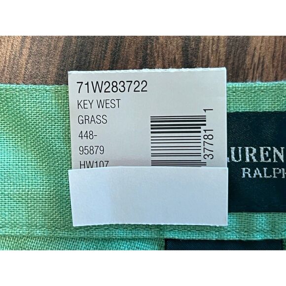 Ralph Lauren Womens Sz 16 Linen Grass Green Wide Crop Leg Spring Vtg NEW - Picture 13 of 14